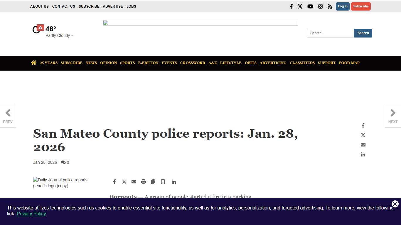 San Mateo County police reports: Jan. 28, 2026 Local News smdailyjournal.com